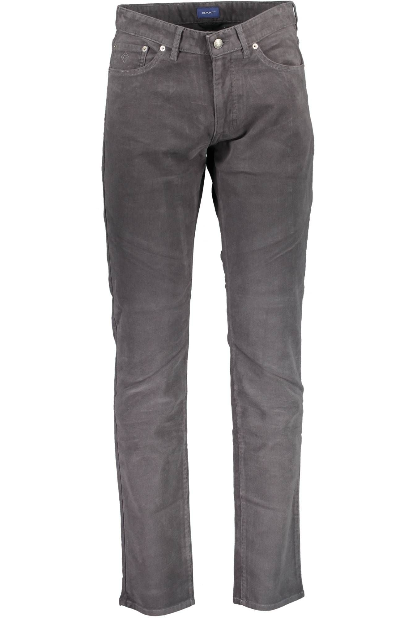 Sleek Gray Slim-Fit Cotton Trousers