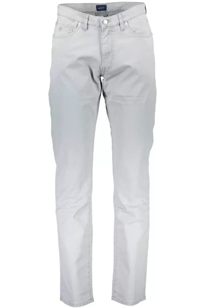 Elegant Gray Cotton Stretch Trousers