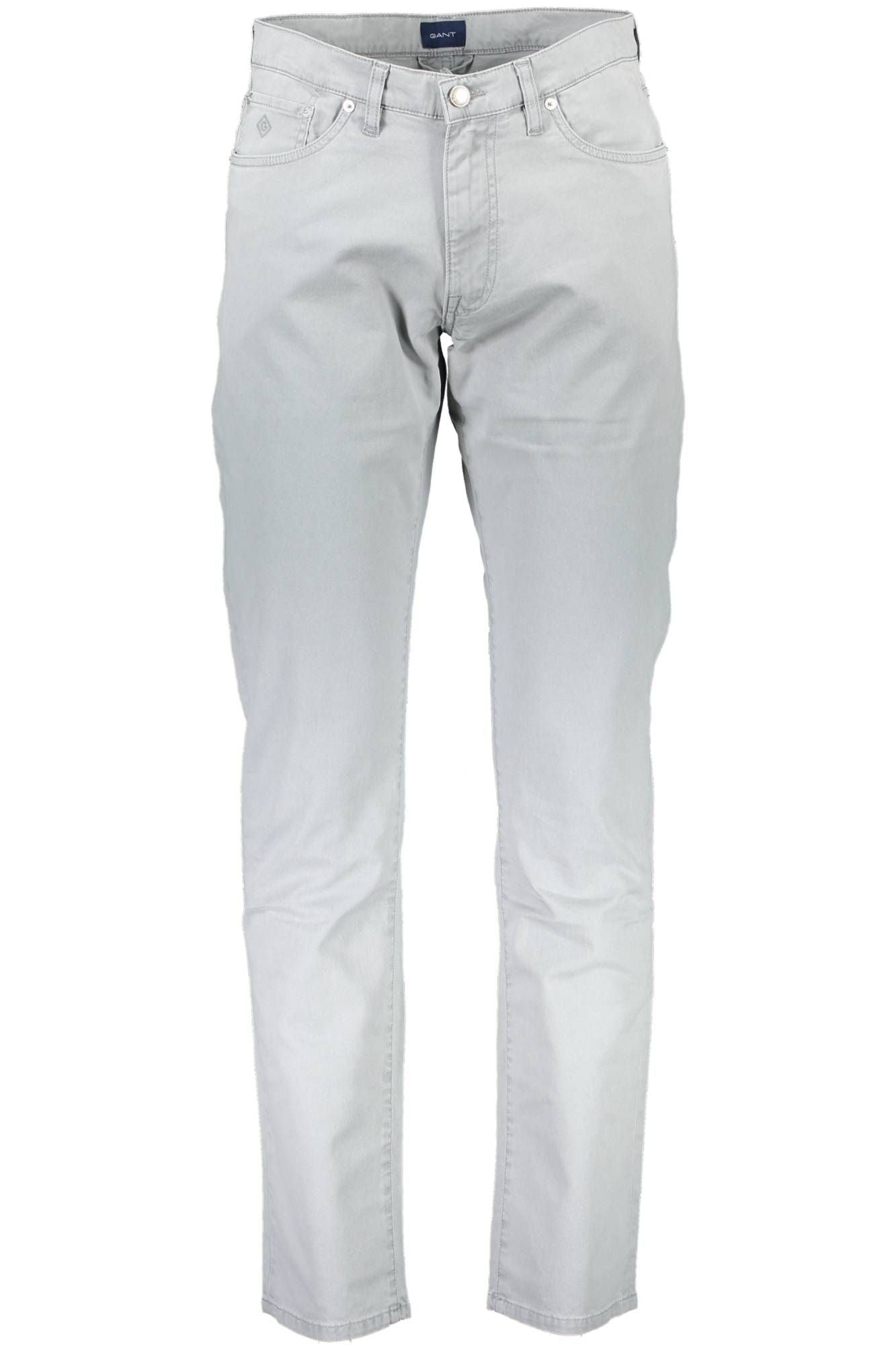 Chic Gray Cotton Trousers with Classic Logo Detail