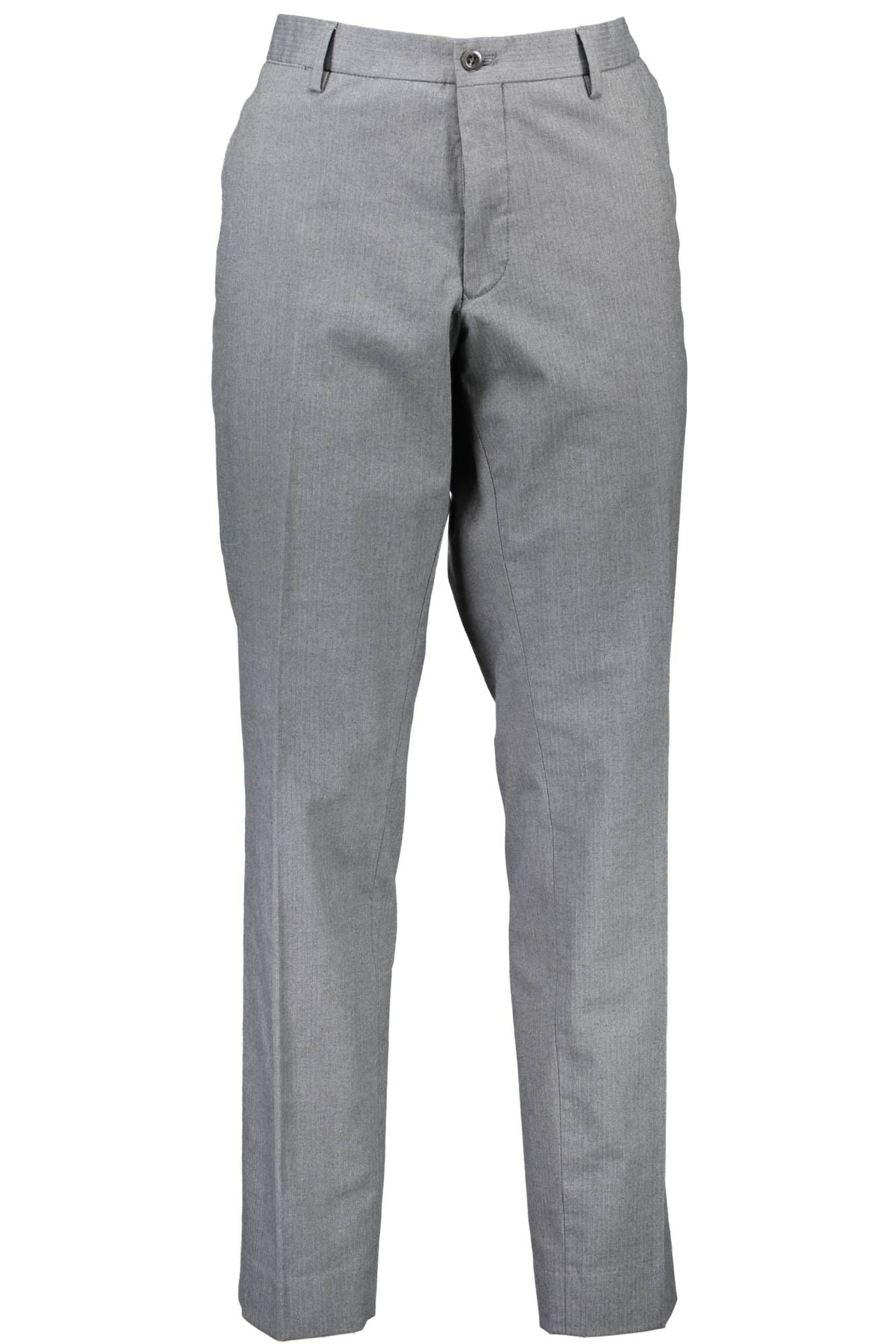 Chic Gray Slim-Fit Trousers with Logo Detail