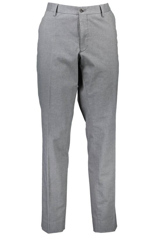 Chic Gray Slim-Fit Trousers with Logo Detail