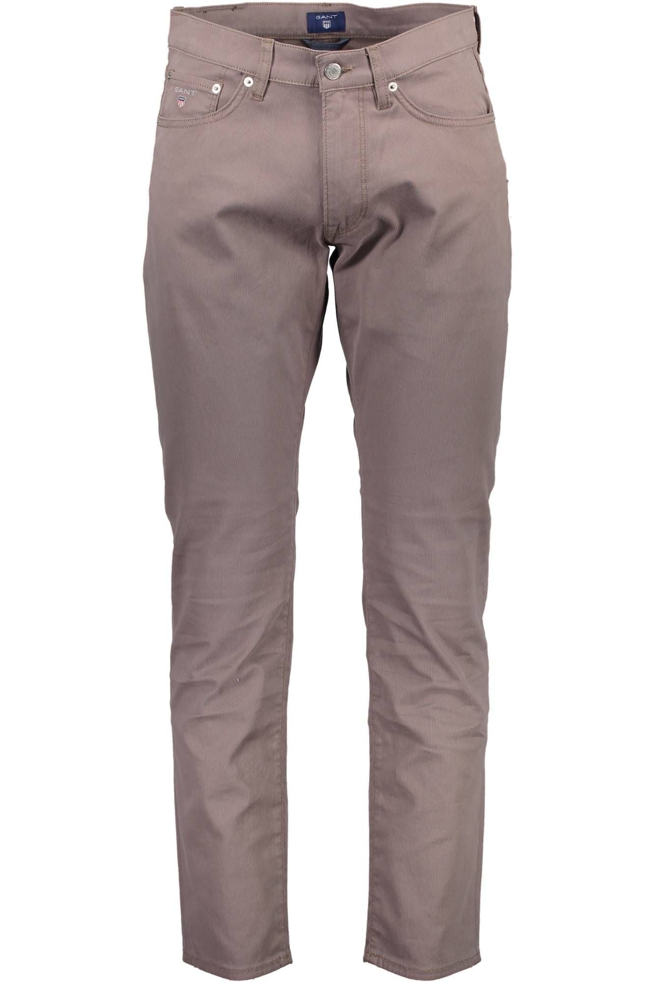 Chic Gray Cotton 5-Pocket Trousers for Men