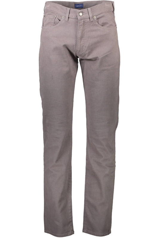 Elegant Gray Cotton Trousers with Logo Detail