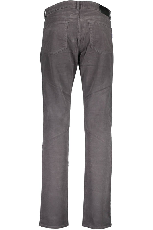 Sleek Gray Slim-Fit Cotton Trousers