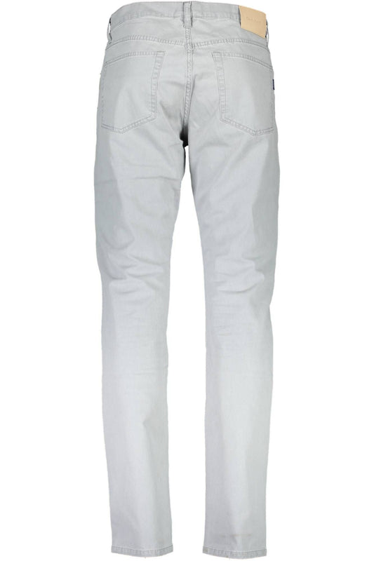 Chic Gray Cotton Trousers with Classic Logo Detail