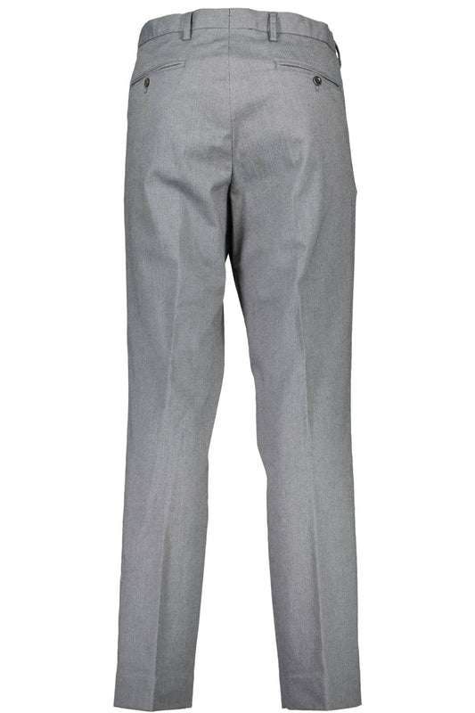 Chic Gray Slim-Fit Trousers with Logo Detail