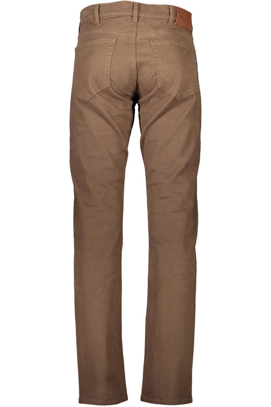 Chic Brown Cotton Trousers with Classic Logo