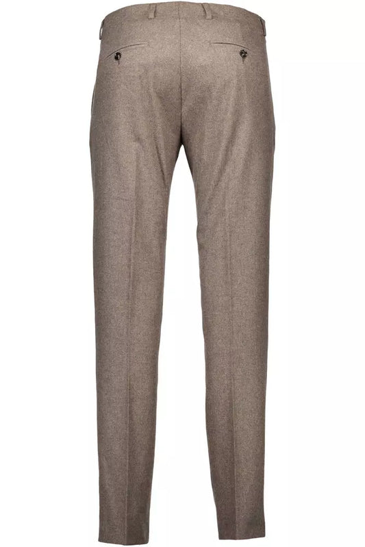 Chic Brown Wool-Blend Tailored Trousers