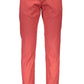 Sleek Red Cotton Five-Pocket Trousers