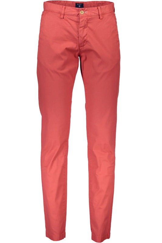 Sleek Red Cotton Five-Pocket Trousers