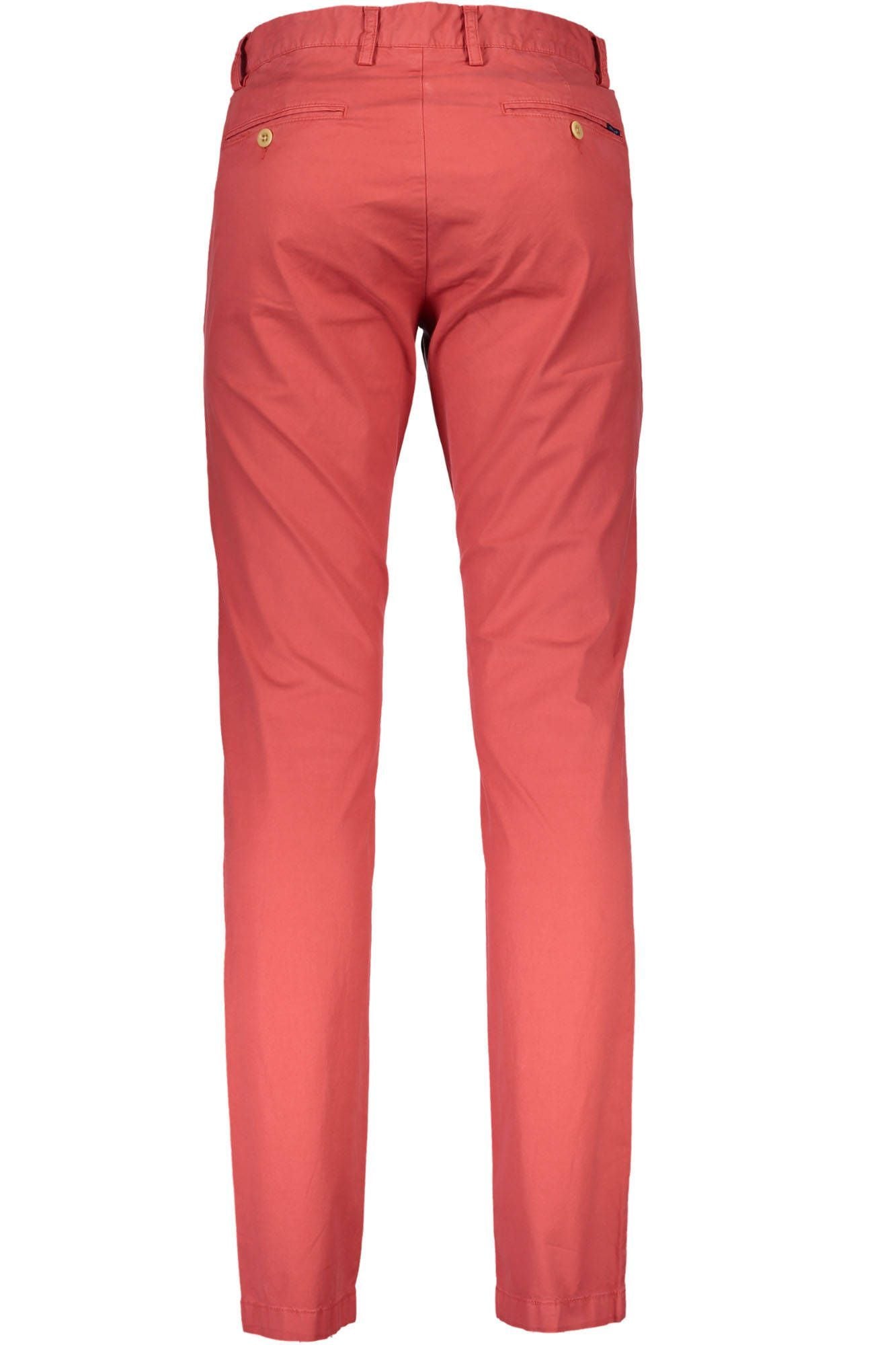 Sleek Red Cotton Five-Pocket Trousers