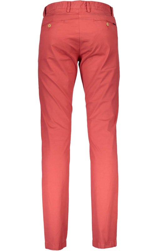 Sleek Red Cotton Five-Pocket Trousers