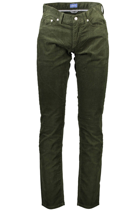 Chic Green Cotton Stretch Trousers