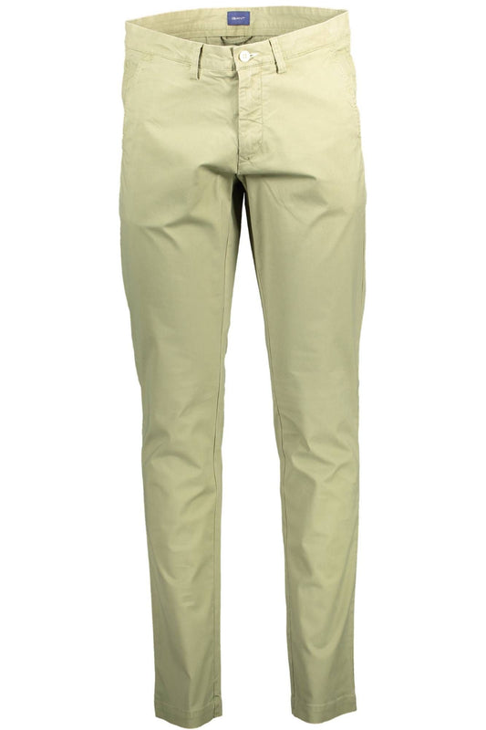 Chic Green Slim-Fit Cotton Pants