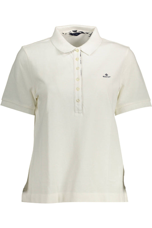 Chic White Embroidered Polo Shirt