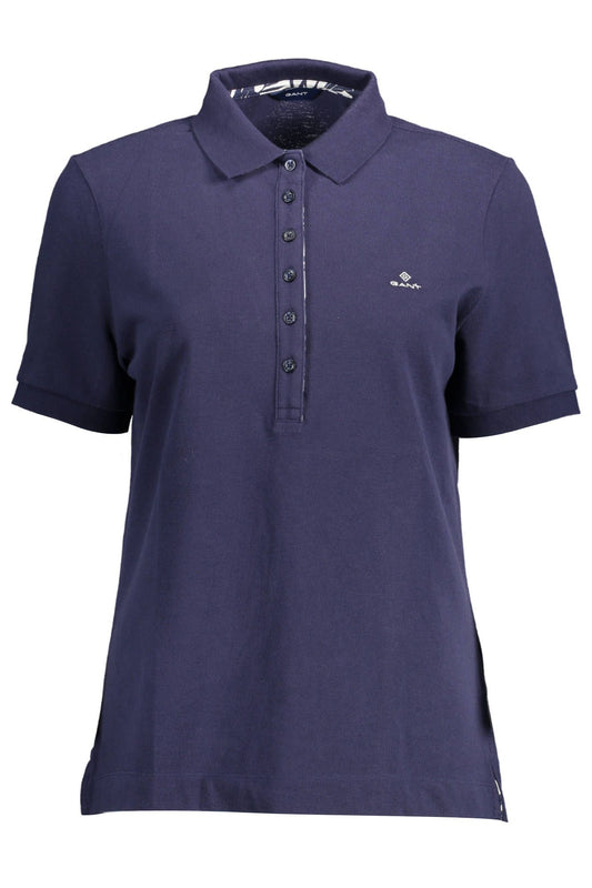 Chic Blue Short-Sleeved Polo with Contrasting Accents