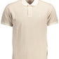 Elegant Beige Cotton Polo Shirt with Contrasting Detail