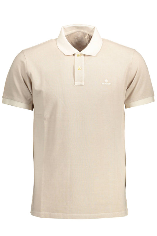 Elegant Beige Cotton Polo Shirt with Contrasting Detail