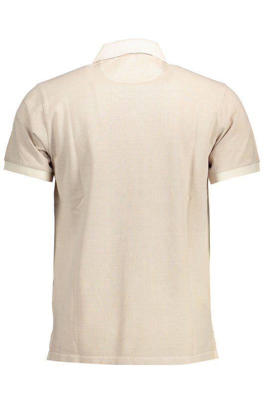 Elegant Beige Cotton Polo Shirt with Contrasting Detail