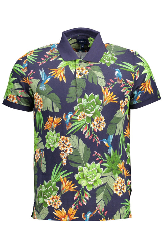 Elegant Short-Sleeved Blue Polo Shirt