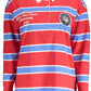 Elegant Long-Sleeved Red Polo with Contrasting Details