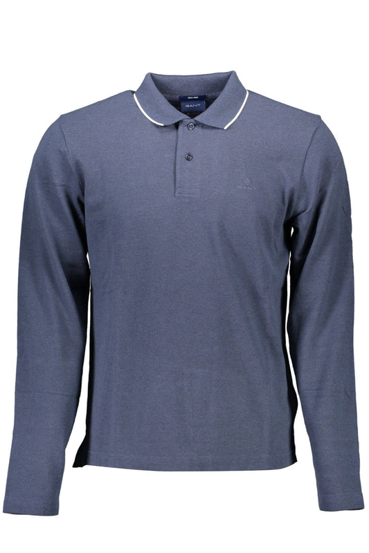 Elegant Long-Sleeved Polo in Vibrant Blue