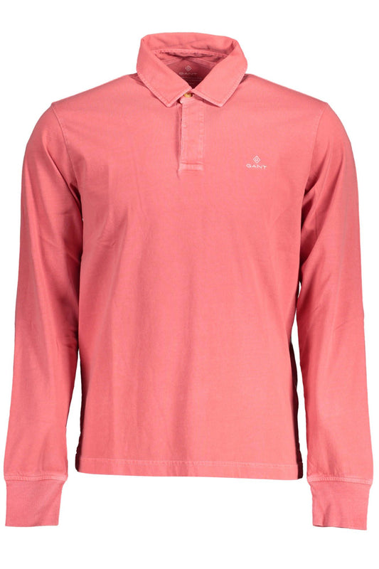 Elegant Long-Sleeved Red Polo Shirt