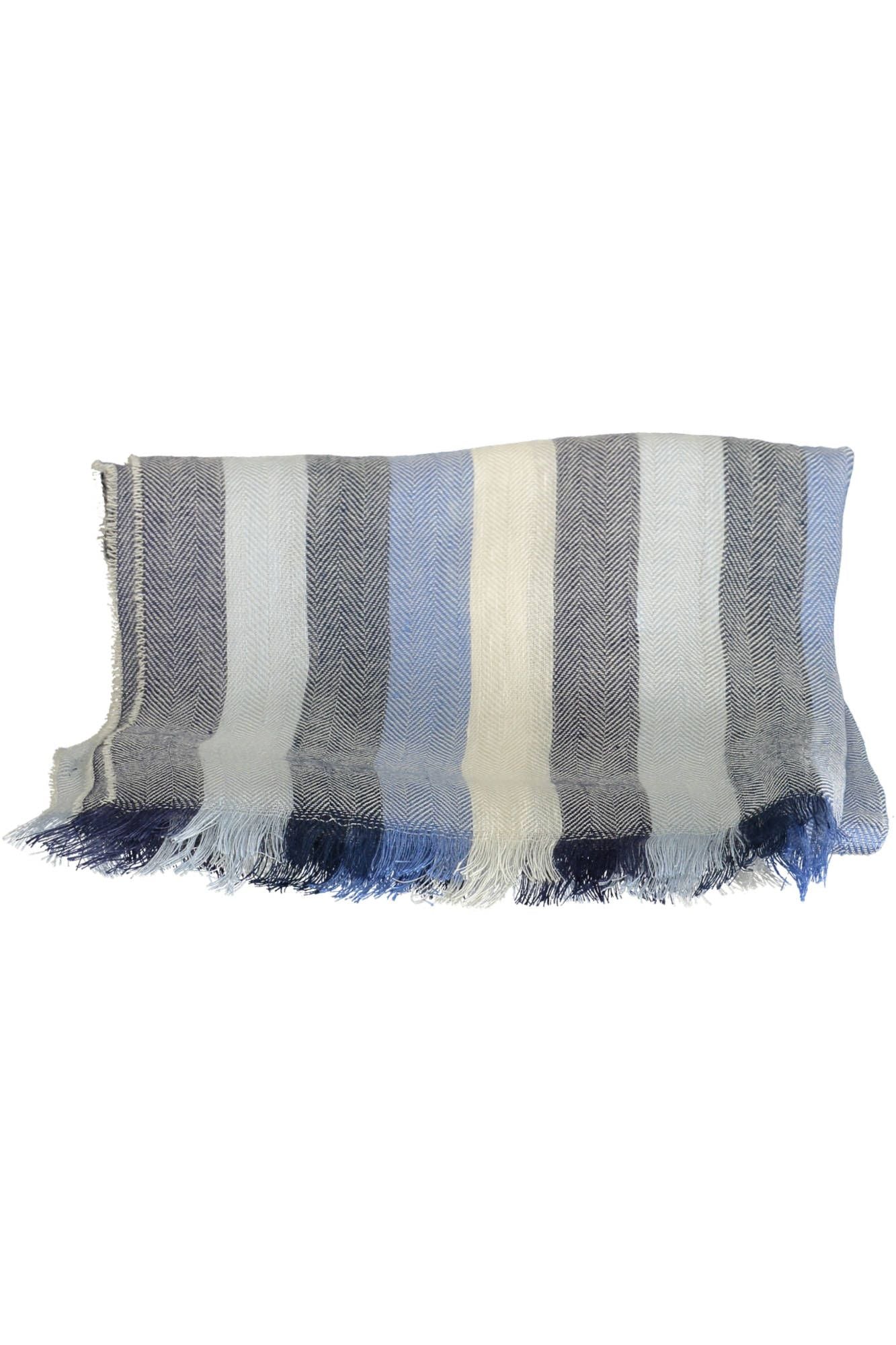 Elegant Blue Cotton Scarf with Logo Detail