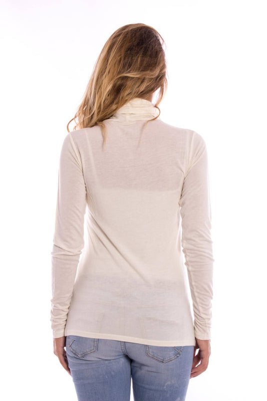 Elegant White Long Sleeve Lupetto Tee