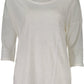 Elegant White Linen T-Shirt with Wide Neck