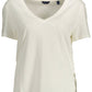 Chic White V-Neck Embroidered Tee