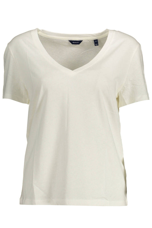 Chic White V-Neck Embroidered Tee