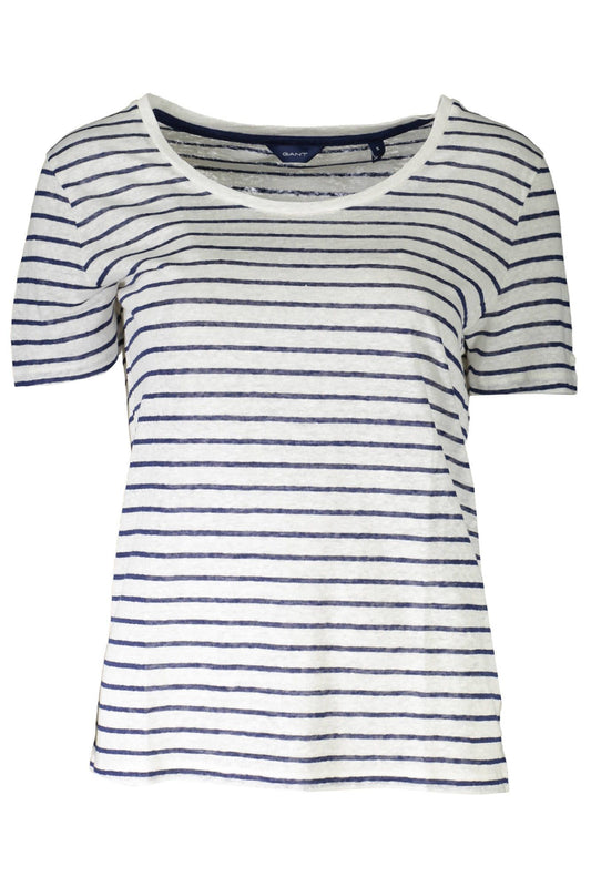 Elegant White Linen Round Neck Tee