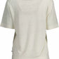 Elegant White Linen Tee with Logo Accent