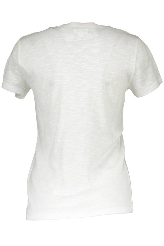 Chic V-Neck Short Sleeve Tee With Logo Accent
