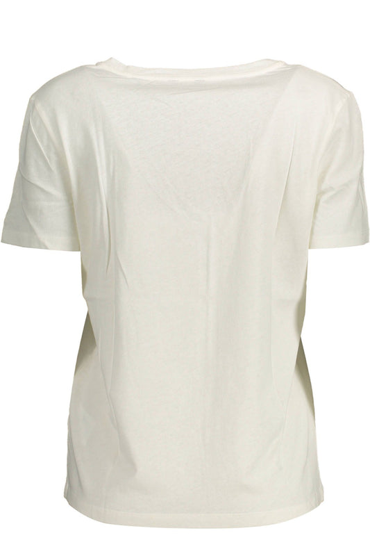 Chic White V-Neck Embroidered Tee