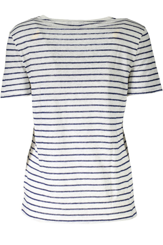 Elegant White Linen Round Neck Tee