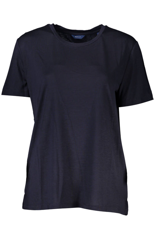 Chic Blue Round Neckline Tee with Logo Detail