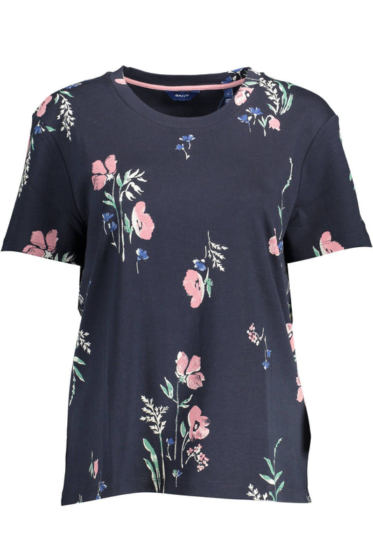 Chic Blue Contrast Detail Tee with Logo
