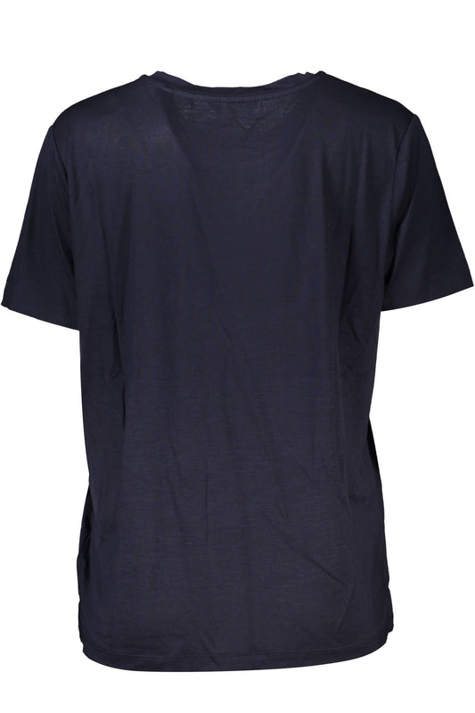 Chic Blue Round Neckline Tee with Logo Detail