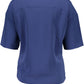 Chic Blue V-Neck Cotton Tee with Logo Detail