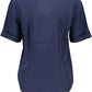Elegant Silk V-Neck Tee in Blue
