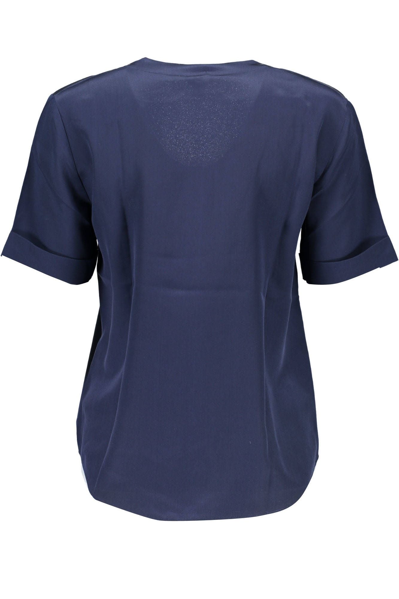 Elegant Silk V-Neck Tee in Blue