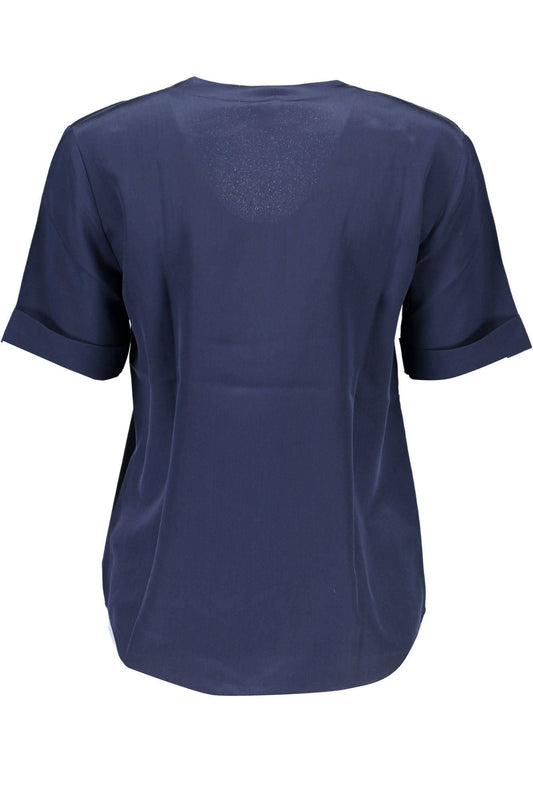 Elegant Silk V-Neck Tee in Blue