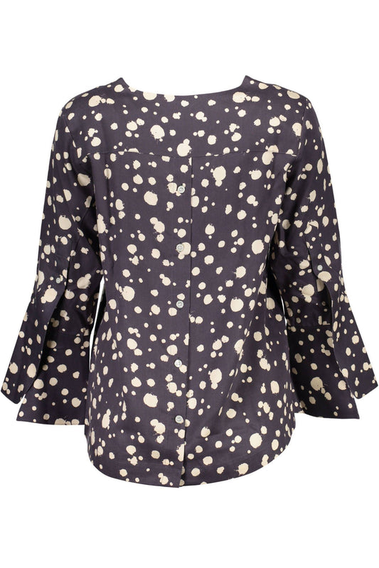 Chic Blue Ramie Tee with 3/4 Sleeves