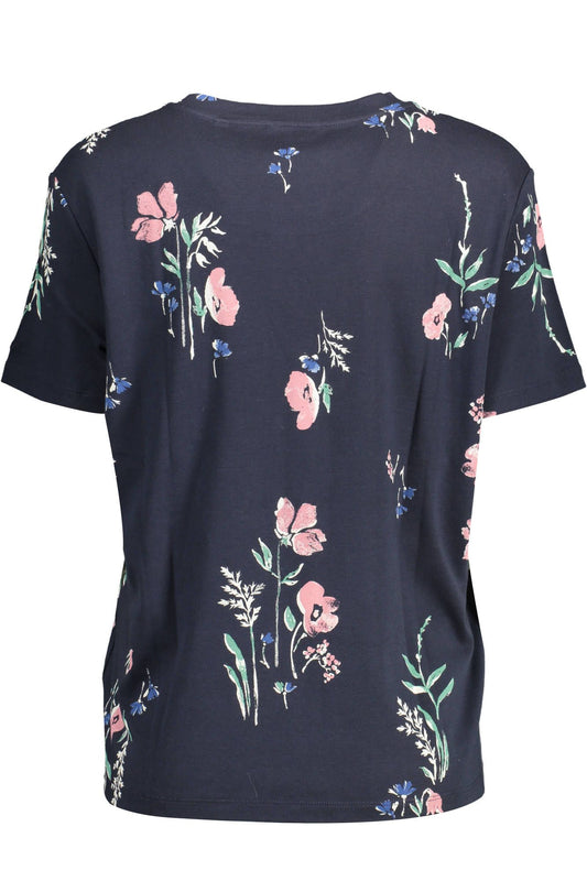 Chic Blue Contrast Detail Tee with Logo