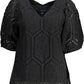 Elegant V-Neck Tee with Contrasting Details