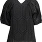 Elegant V-Neck Tee with Contrasting Details