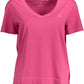 Chic Pink Organic Cotton V-Neck Tee