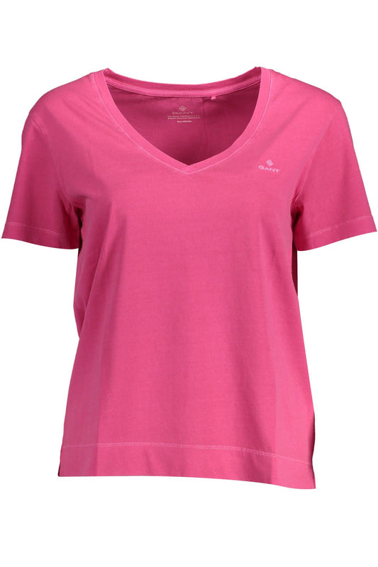Chic Pink Organic Cotton V-Neck Tee